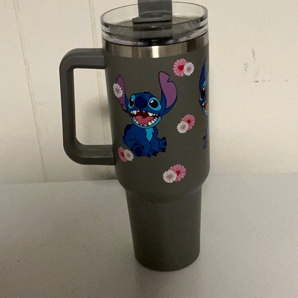 Gray Tumbler with Stitch Design